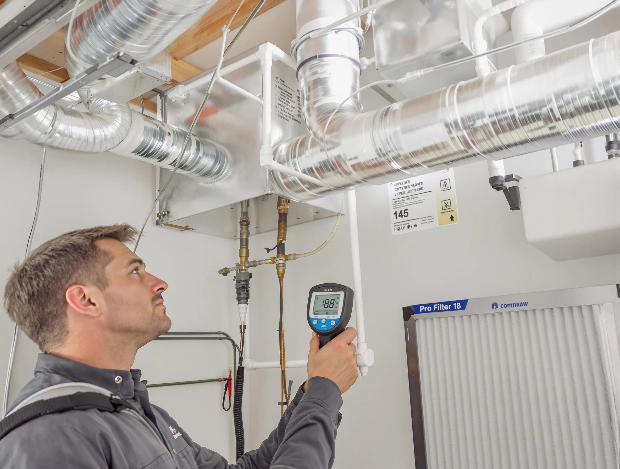 North Salt Lake Air Duct Cleaning expert conducting detailed filter system inspection using diagnostic tools in North Salt Lake