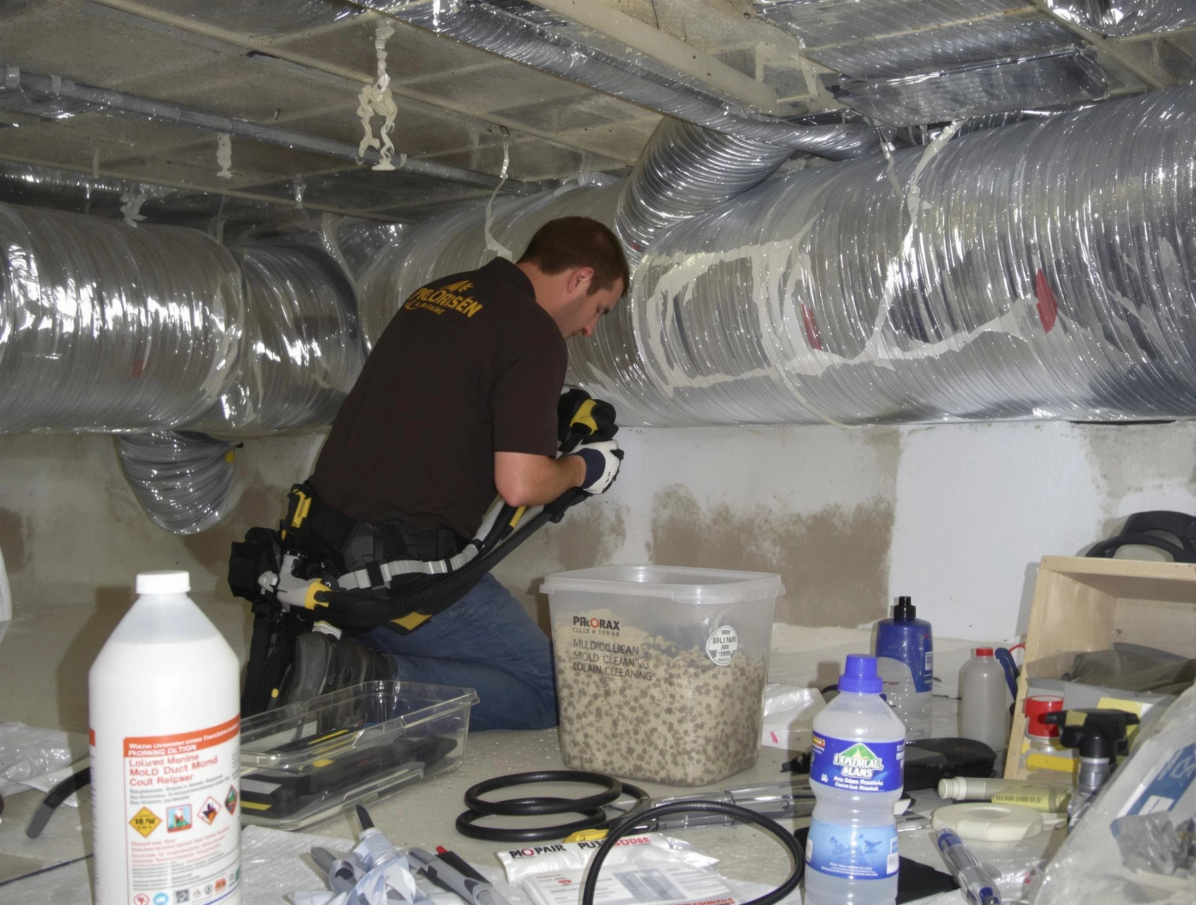 North Salt Lake Air Duct Cleaning specialist performing professional mold removal from air ducts in North Salt Lake