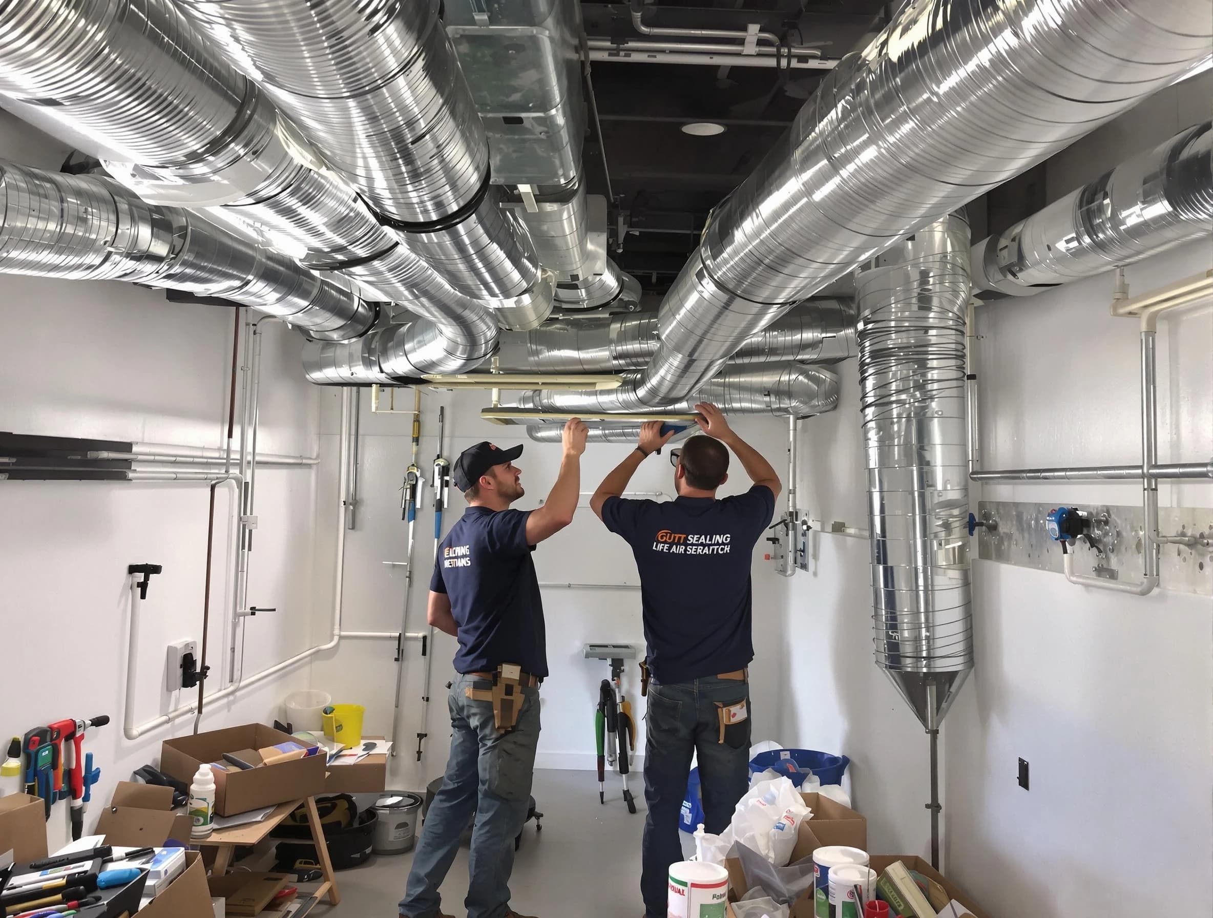 North Salt Lake Air Duct Cleaning technician applying professional duct sealing solutions in North Salt Lake