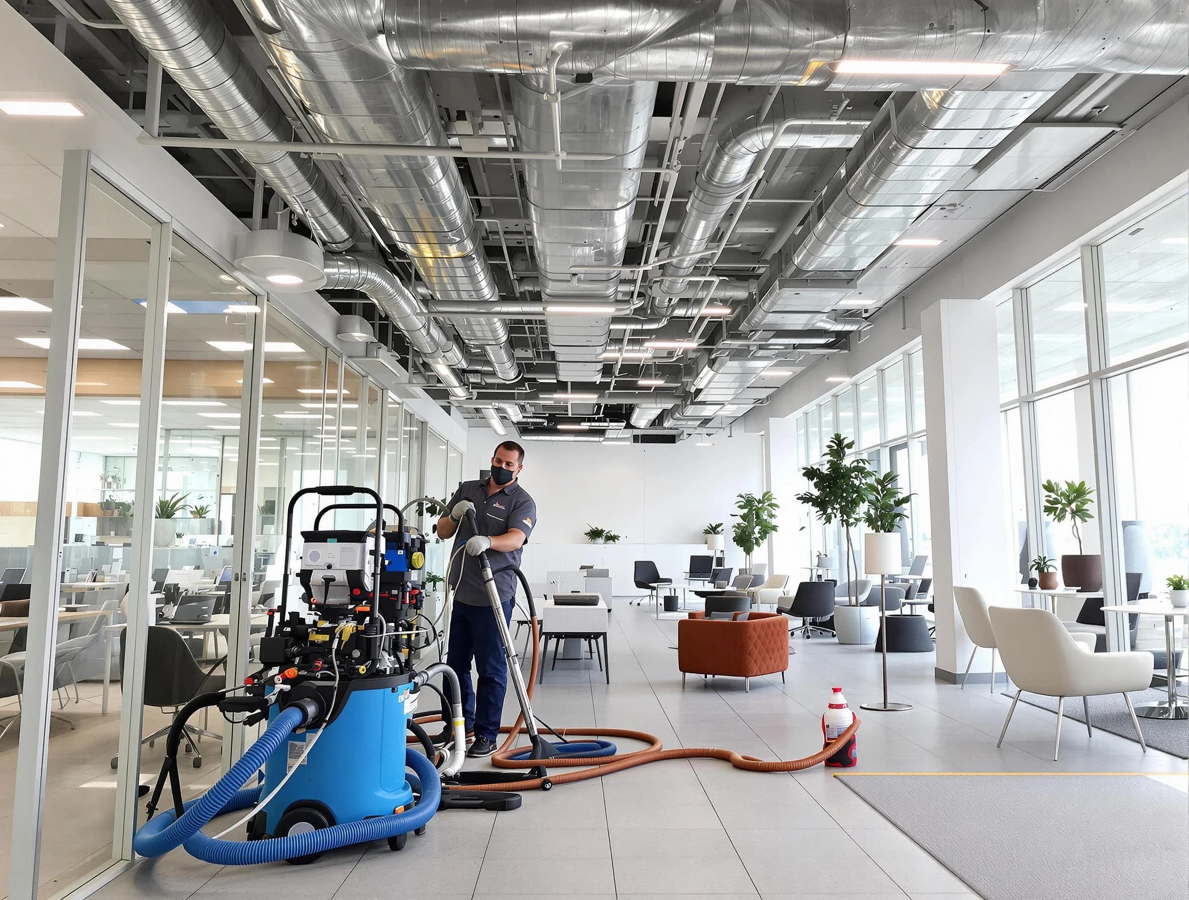 North Salt Lake Air Duct Cleaning team conducting comprehensive commercial duct cleaning at a business location in North Salt Lake