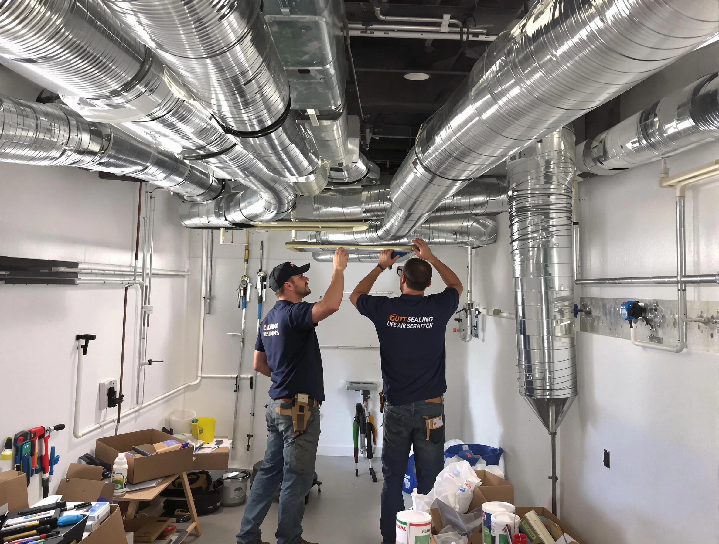 North Salt Lake Air Duct Cleaning technician applying professional duct sealing solutions in North Salt Lake